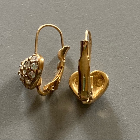 SWAROVSKI Gold Tone Crystal Leverback Heart Earrings - Picture 5 of 7